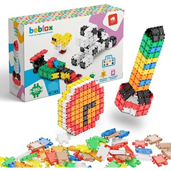 BEBLOX Building Blocks | Building Toys for Kids Ages 4-8 250-Piece Set - Learning & Educational Fun Stem Toys - Birthday Gifts for Boys & Girls Age 4 5 6 7 8 9 10 11 & 12 Year Old Toys