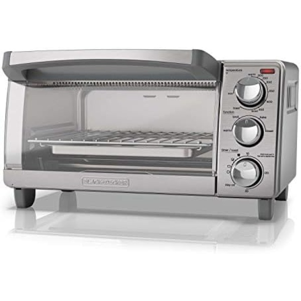 BLACK+DECKER 4-Slice Toaster Oven with Natural Convection, Stainless Steel, TO1760SS