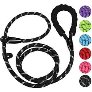 BOOEUDI Dog Leash, 5 FT Heavy Duty Dog Leash, Durable Premium Quality Strong Training Rope Slip Leash with Comfortable Padded Handle and Highly Reflective Threads for Small Medium and Large Dogs