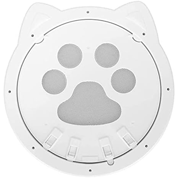 BOPOMOFO Screen Cat Door, Inner Size 8.67"x8.67", 4 Way Locking Pet Door for Screen Doors, Easy to Install & Clean (White) CD-02-W