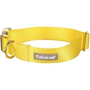 Babole Nylon Dog Collars Yellow for Small Puppy Dog,13 Colors,Adjustable Soft Comfortable Pet Collars with Safety Metal Buckle for Medium Large Boy&Girl&Female Dog(S)