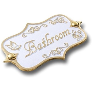 Bathroom Brass Door Sign. Vintage Shabby Chic Style Home Décor Wall Plaque Handmade By The Metal Foundry UK.