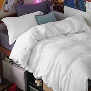Bedsure Twin/Twin XL Duvet Cover Dorm Bedding - Soft Brushed Microfiber Duvet Cover Twin, 2 pcs, Includes 1 White Duvet Cover (68"x90") with Zipper Closure & 1 Pillow Sham, Comforter NOT Included