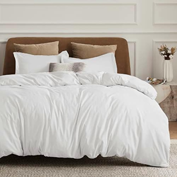 Bedsure White Duvet Cover Queen Size - Soft Brushed Microfiber Duvet Cover for Kids with Zipper Closure, 3 Pieces, Include 1 Duvet Cover (90"x90") & 2 Pillow Shams, NO Comforter