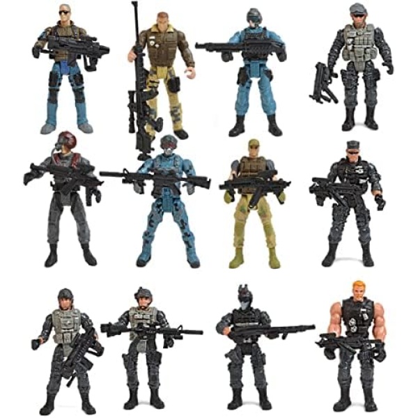 Berry President Army Men, Army Action Figures, 4 Inches Military Action Figures, Army Combat SWAT Soldier Action Figures Toys for 4 5 6 7 8 9 10 Year Old Boys (12 Pcs) (12merceNaries)
