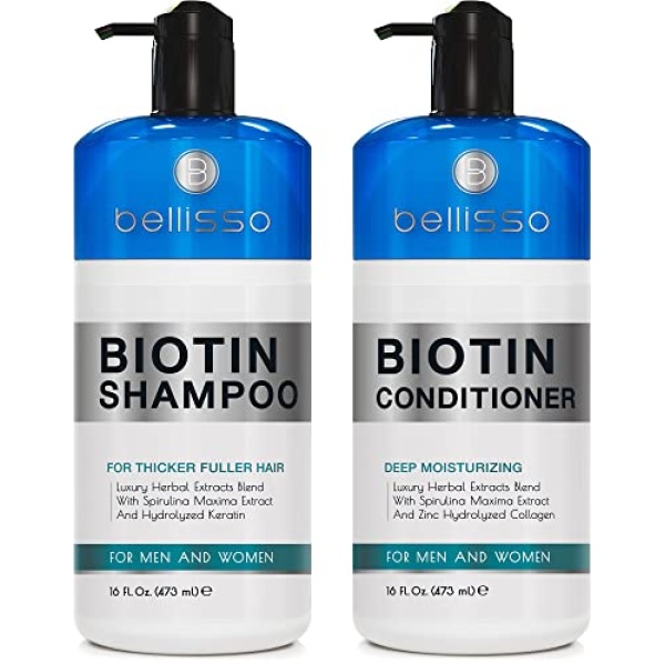 Biotin Shampoo and Conditioner Set - Sulfate and Paraben Free Treatment for Men and Women - Hair Thickening Volumizing Products to Help Boost Thinning Hair with Added Keratin