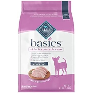 Blue Buffalo Basics Skin & Stomach Care, Natural Adult Small Breed Dry Dog Food, Turkey & Potato 4-lb