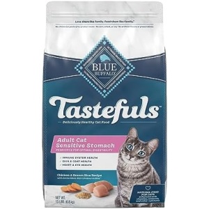 Blue Buffalo Tastefuls Sensitive Stomach Natural Adult Dry Cat Food, Chicken 15lb bag