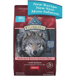 Blue Buffalo Wilderness High Protein Natural Adult Dry Dog Food Plus Wholesome Grains, Salmon 28 lb Bag