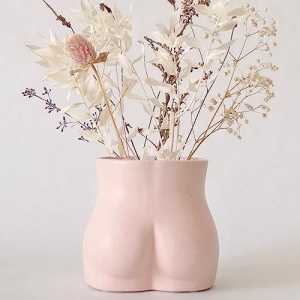 Body Vase Female Form, Butt Planter Booty Vases for Flowers w/Drainage, Speckled Matte Pink, Ceramic Cheeky Plant Pot Modern Boho Room Decor, Cute Small Chic Succulents Woman Lady Shaped Sculpture