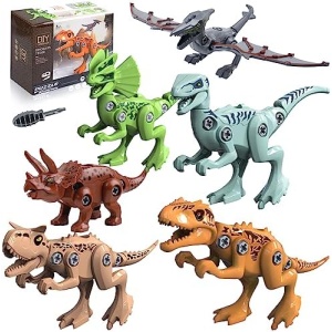 CCINEE 6Pack Take Apart Dinosaur Toys STEM Educational Construction Building Dinosaur Toys with Drill Dinosaur Build Toys for Kids Birthday Gift Party Favors