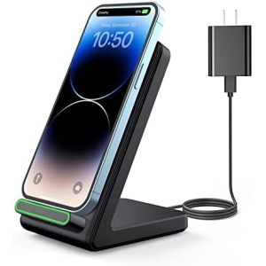 CIYOYO Wireless Charger, 15W Fast Wireless Charging Stand [Adapter Included], Compatible for iPhone 14 13 12 11 Pro Max XS XR X 8, Samsung Galaxy S22 S21 S20 S10 S9 S8 Note 20 10 9, LG, Qi Charger