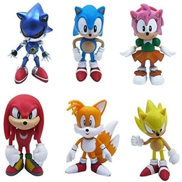 COMGAS Sonic Action Figures, 2.4-inch Tall, Sonic Toys,Sonic Action Figure Collectible Toys (Pack of 6)