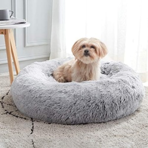 Calming Dog Bed & Cat Bed, Anti-Anxiety Donut Cuddler Warming Cozy Soft Round Fluffy Faux Fur Plush Cushion bed for Small Medium Dogs and Cats (20"/24"/27"/30")