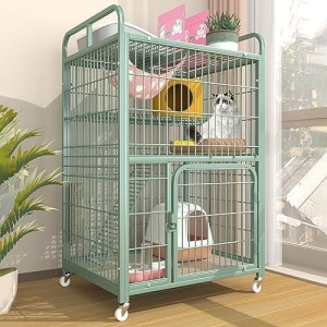 Cat Cage Cat Crate KennelsPet Playpen Large Kitten House Furniture with Wheels Wire Metal Pet Enclosure w/2 Front Doors (Size : 70 * 55 * 112cm)