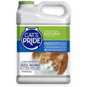 Cat's Pride Lightweight Clumping Litter: Natural - Powerful Odor Control - Unscented, 10 Pounds