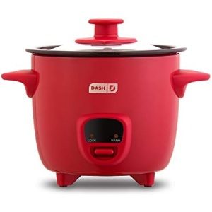 DASH Mini Rice Cooker Steamer with Removable Nonstick Pot, Keep Warm Function & Recipe Guide, Half Quart, for Soups, Stews, Grains & Oatmeal - Red