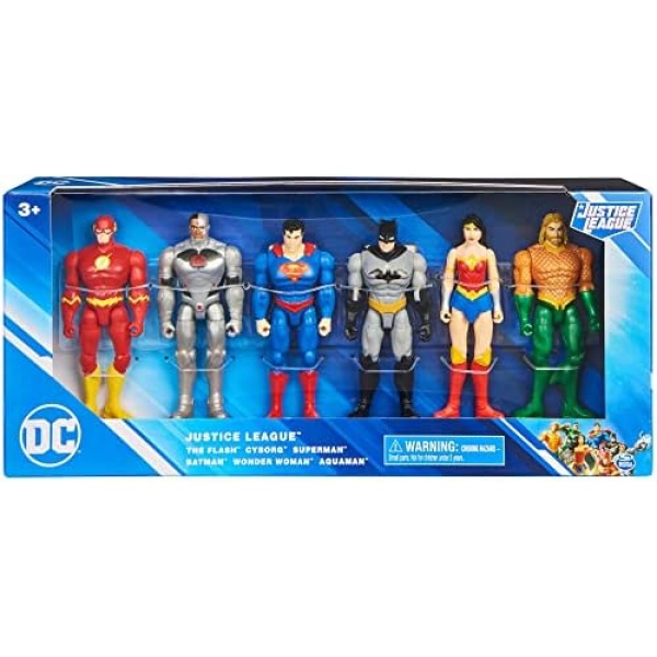 DC Justice League Flash, Cyborg, Superman, Batman, Wonder Woman & Aquaman Action Figure 6-Pack