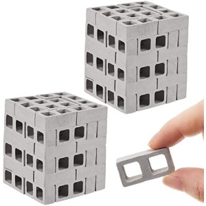 DEEKIN Mini Cinder Blocks 1/12 Scale Mini Bricks Miniature Cinder Blocks Concrete Mini Cement Building Blocks for Mini Dollhouse Accessories DIY Construction Office Desk Toys Supplies (Gray, 100 Pcs)