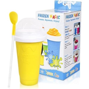 DIY Slushie Maker Cup - TIK TOK Quick Frozen Magic Cup, Double Layers Slushie Cup, DIY Homemade Squeeze Icy Cup, Fasting Cooling Make And Serve Slushy Cup For Milk Shake, Smoothies, Slushies - Yellow
