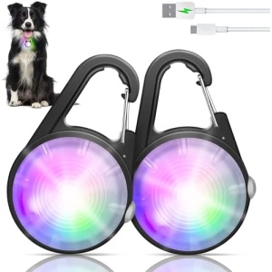 Dog Collar Light, 4 Modes Dog Lights for Night Walking, RGB Color Changing Dog Light, Rechargeable Dog Collar Lights for Nighttime Clip On, IP68 Waterproof Dog Walking Light for Dog Collar
