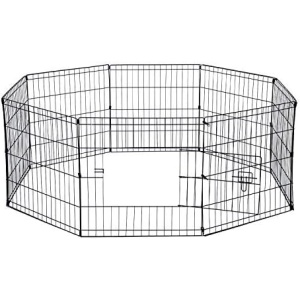 Dog Exercise Pen Pet Playpens for Small Dogs - Puppy Playpen Outdoor Back or Front Yard Fence Cage Fencing Doggie Rabbit Cats Playpens Outside Fences with Door - Metal Wire Foldable 8-Panel 30 sq Foot
