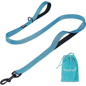 Dog Leash with 2 Comfortable Soft Padded Handles,Reflective Heavy Duty Pet Dog Walking Leashes, 4FT Blue Durable Dog Training Lead & Traffic Handle for Large Medium and Small Dogs
