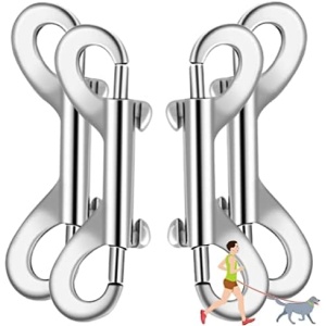 Dog Lesh Double Ended Snap Hooks for Walking Running,Stainless Steel Dog Clips for All Pet Leash,Pet Feed Buckets,Horse Tack,Camping Hammock,Widely Use (4Pack)