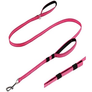 Double Handle Dog Leash-2 Handles by Padded Traffic Handle for Extra Control,1inch 6FT Long-Not Trip The Dog,2X Thick Nylon Reflective Lead,Heavy Duty Dog Leash,Dog Training Leash for Medium Large