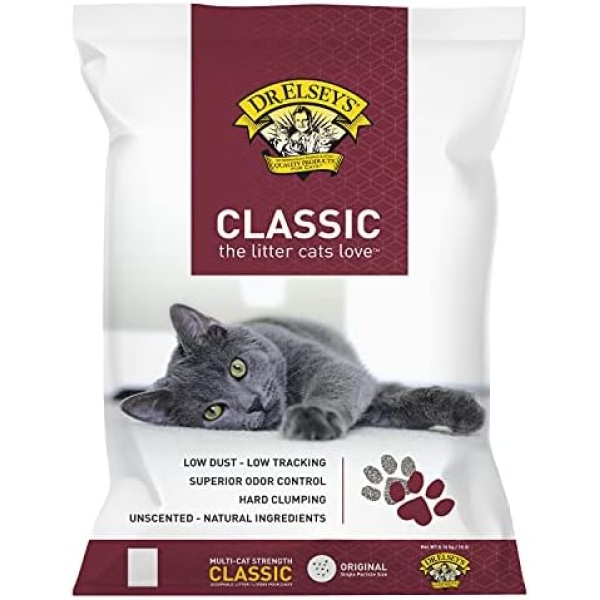 Dr. Elsey's Premium Clumping Cat Litter - Classic - 99.9% Dust-Free, Low Tracking, Hard Clumping, Superior Odor Control, Unscented & Natural Ingredients