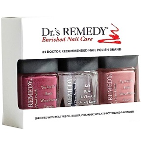 Dr’s Remedy 3 Pack Nail Polish, ANNIVERSARY Kit, All Natural Enriched Nail Strengthener Non Toxic and Organic - BRAVE Berry/TOTAL Two-in-One Glaze/RESILIENT Rose