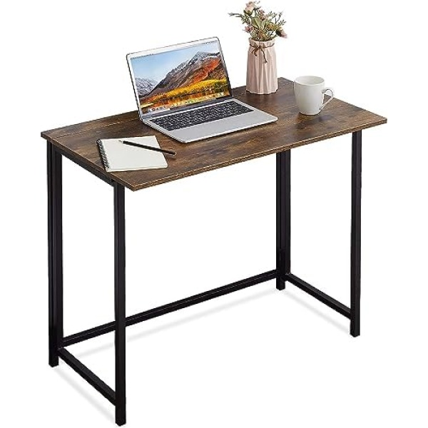 ENGERIO Folding Computer Desk, Space-Saving Home Office Desk, Modern Work Desk for Small Spaces, Foldable Computer Table, Simple Study Writing Table, Wooden Gaming Desk