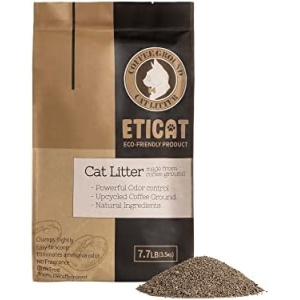 ETICAT Natural Cat Litter Upcycling Coffee Grounds | Clumping Cat Litter Unscented | Lightweight Litter | Powerful Odor Control | Easy to Scoop 7.7 Lb