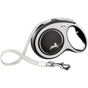 FLEXI New Comfort Retractable Dog Leash (Tape), for Dogs Up to 110lbs, 26 ft, Large, Grey/Black