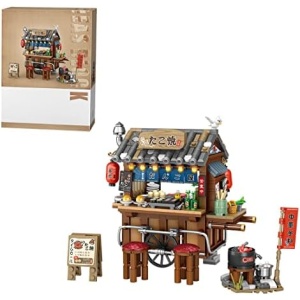 Fankoo Japanese Takoyaki Shop Street View Modular House Building Set, 951 Pieces Mini Shop MOC Toy, Japanese Architecture Building Compatible with Lego