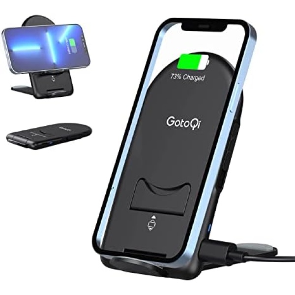 Fast Wireless Charger, 15W Wireless Charging Stand, Foldable Charger Stand with USB Cable for iPhone 14 13 12 11 Pro Max Plus Mini X XR XS 8, Samsung S21 Ultra S20 S10 S9 Note 20, Pixel 7 Pro 6 5 4