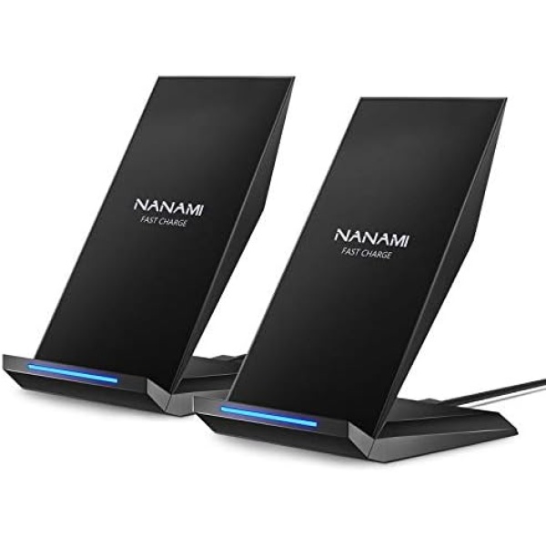 Fast Wireless Charger, [2 Pack] NANAMI Qi Certified Wireless Charging Stand Compatible iPhone 14/13/12/SE 2020/11 Pro/XS Max/XR/8, Samsung Galaxy S23/S22/S21/S20/S10/S9/Note 20/10 and Qi-Enabled Phone