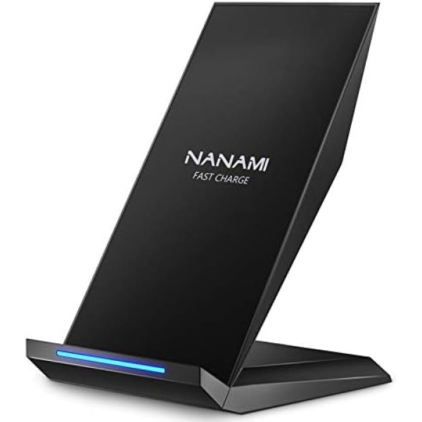 Fast Wireless Charger,NANAMI Qi Certified Wireless Charging Stand Compatible iPhone 14/13/12/SE 2020/11/XS Max/XR/X/8 Plus,Samsung Galaxy S23/S22/S21/S20/S10/S9/Note 20 Ultra/10 and Qi-Enabled Phone