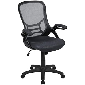 Flash Furniture Porter High Back Mesh Ergonomic Swivel Office Chair with Lumbar Support, Flip-Up Arms, Tilt Lock/Tilt Tension, Height Adjustable, Dark Gray/BK Frame