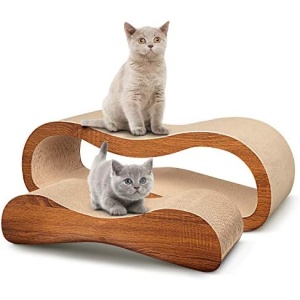 FluffyDream 2 in 1 Cat Scratcher Cardboard Lounge Bed, Cat Scratching Post, Durable Board Pads Prevents Furniture Damage,Large