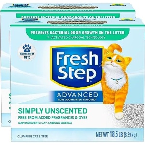 Fresh Step Clumping Cat Litter, Advanced, Simply Unscented, Extra Large, 37 Pounds total (2 Pack of 18.5lb Boxes)