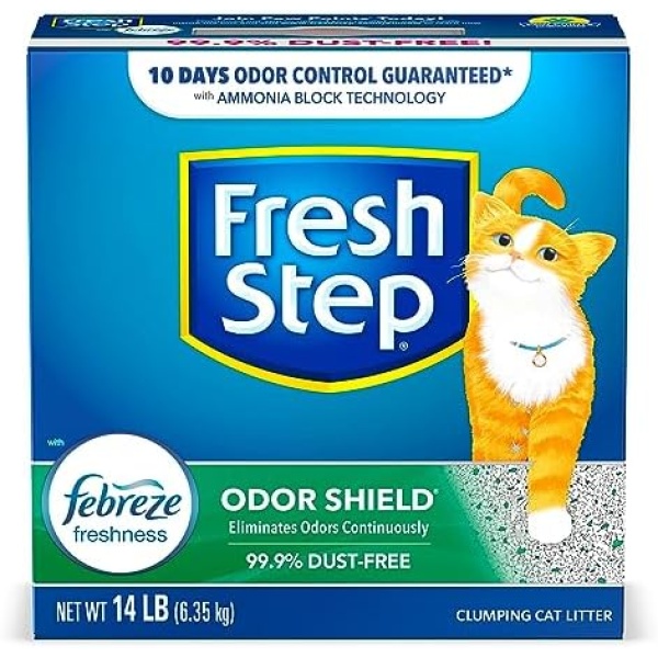 Fresh Step Clumping Cat Litter, Odor Shield With Febreze, 14 lbs
