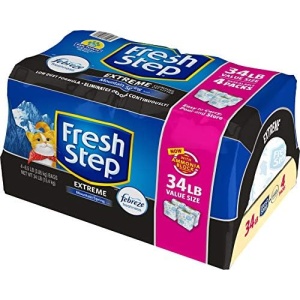 Fresh Step Extreme Scented Litter with the Power of Febreze, Clumping Cat Litter Mountain Spring, 34 Pounds