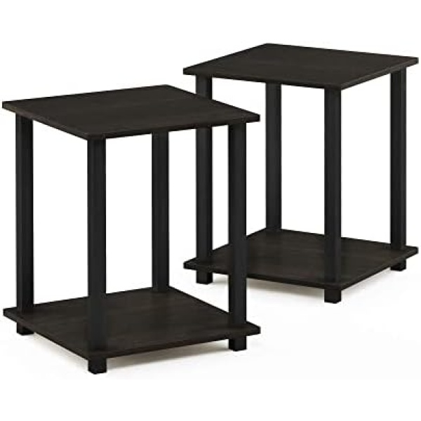 Furinno Simplistic Set of 2 End Table, Espresso/Black