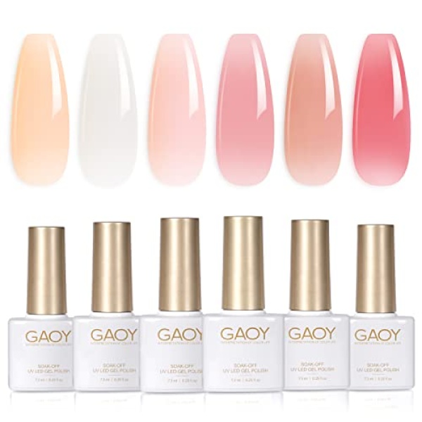 GAOY Misty Theme Gel Nail Polish Set of 6 Colors Including Glitter White Purple Gel Polish Kit U V LED Soak Off Nail Polish Home DIY Manicure Nail Salon Varnish