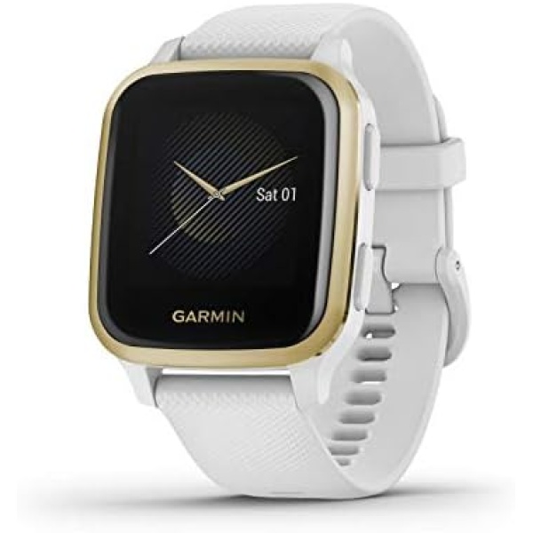 Garmin 010-02427-01 Venu Sq, GPS Smartwatch with Bright Touchscreen Display, Up to 6 Days of Battery Life, Light Gold and White