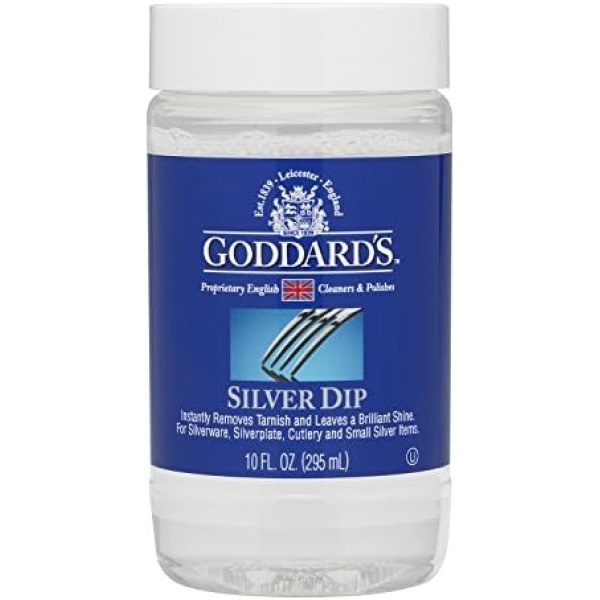 Goddard’s Silver Cleaner Dip – Silver Jewelry Cleaner Solution for Filigree Metalwork & Small Items – Professional Use Silver Tarnish Remover – Silverware Cleaning Supplies (10 oz)