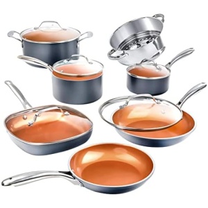 Gotham Steel Pots and Pans Set 12 Piece Cookware Set with Ultra Nonstick Ceramic Coating by Chef Daniel Green, 100% PFOA Free, Stay Cool Handles, Metal Utensil & Dishwasher Safe - 2023 Edition