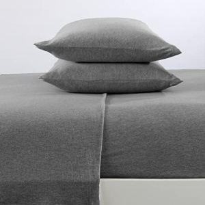 Great Bay Home Extra Soft Jersey Knit T-Shirt Twin Cotton Sheet Set | Breathable, Comfortable, and Cozy 3 Pc Charcoal Sheets Set | All-Season Jersey Knit Sheets