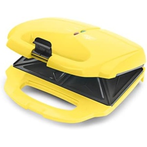 GreenLife Pro Electric Panini Press Grill and Sandwich Maker, Healthy Ceramic Nonstick Plates, Easy Indicator Light, PFAS-Free, Yellow